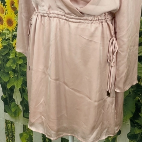BCBG Bare Pink Long Sleeve Surplice Dress Small - Picture 7 of 13